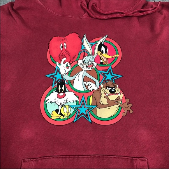 UNIQLO x LOONEY TUNES WB Long Sleeve Sweat Pullover Red Hoodie‎ Size XL - Picture 4 of 9